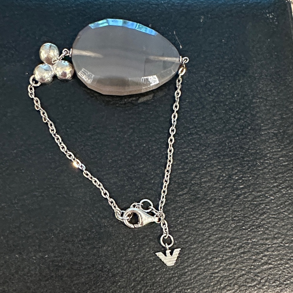 Emporio Armani  Chain Bracelet with Gray Stone
